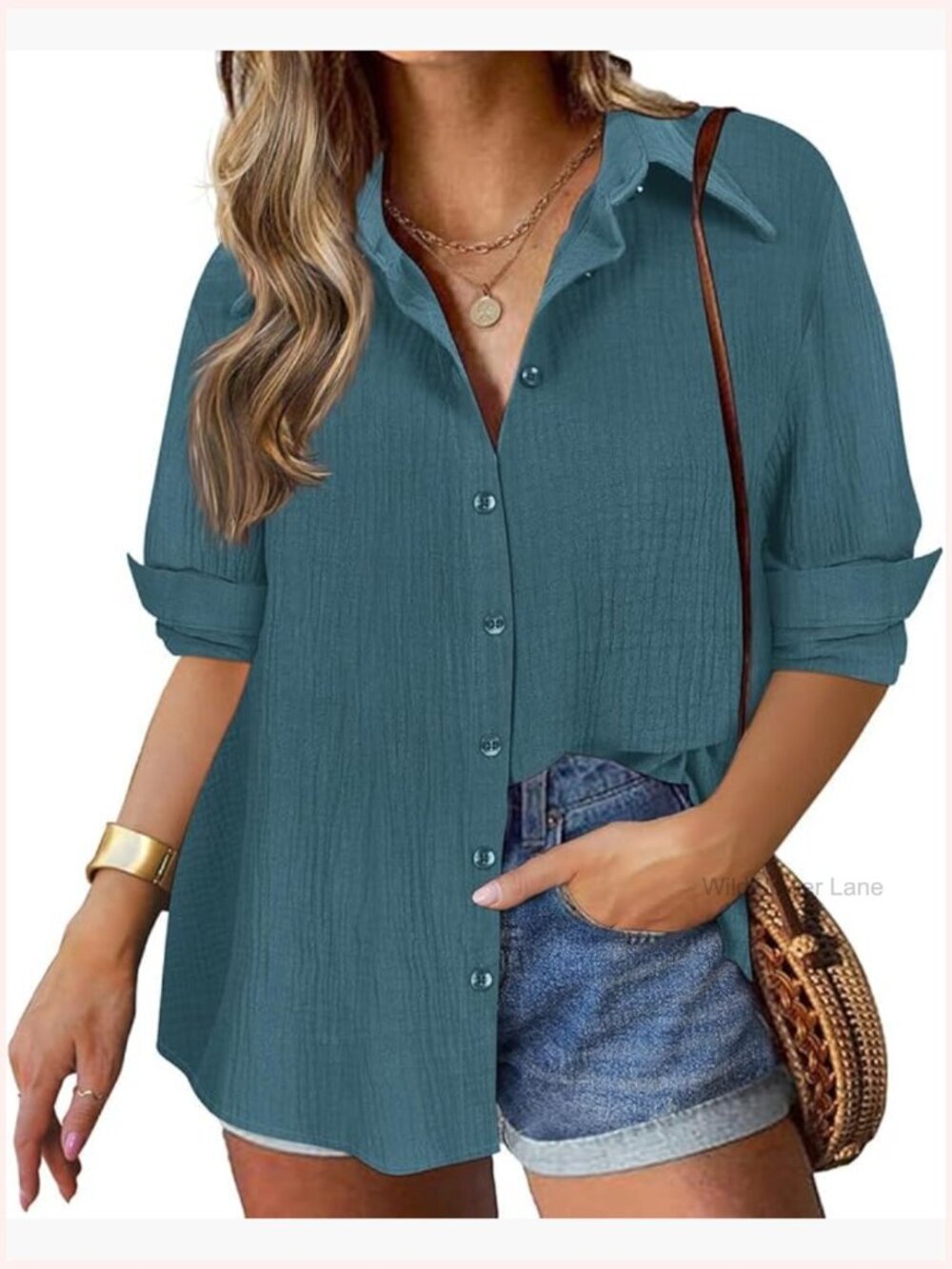 Plus Size Button Down Shirt Long Sleeve Blouse Top Spring Summer